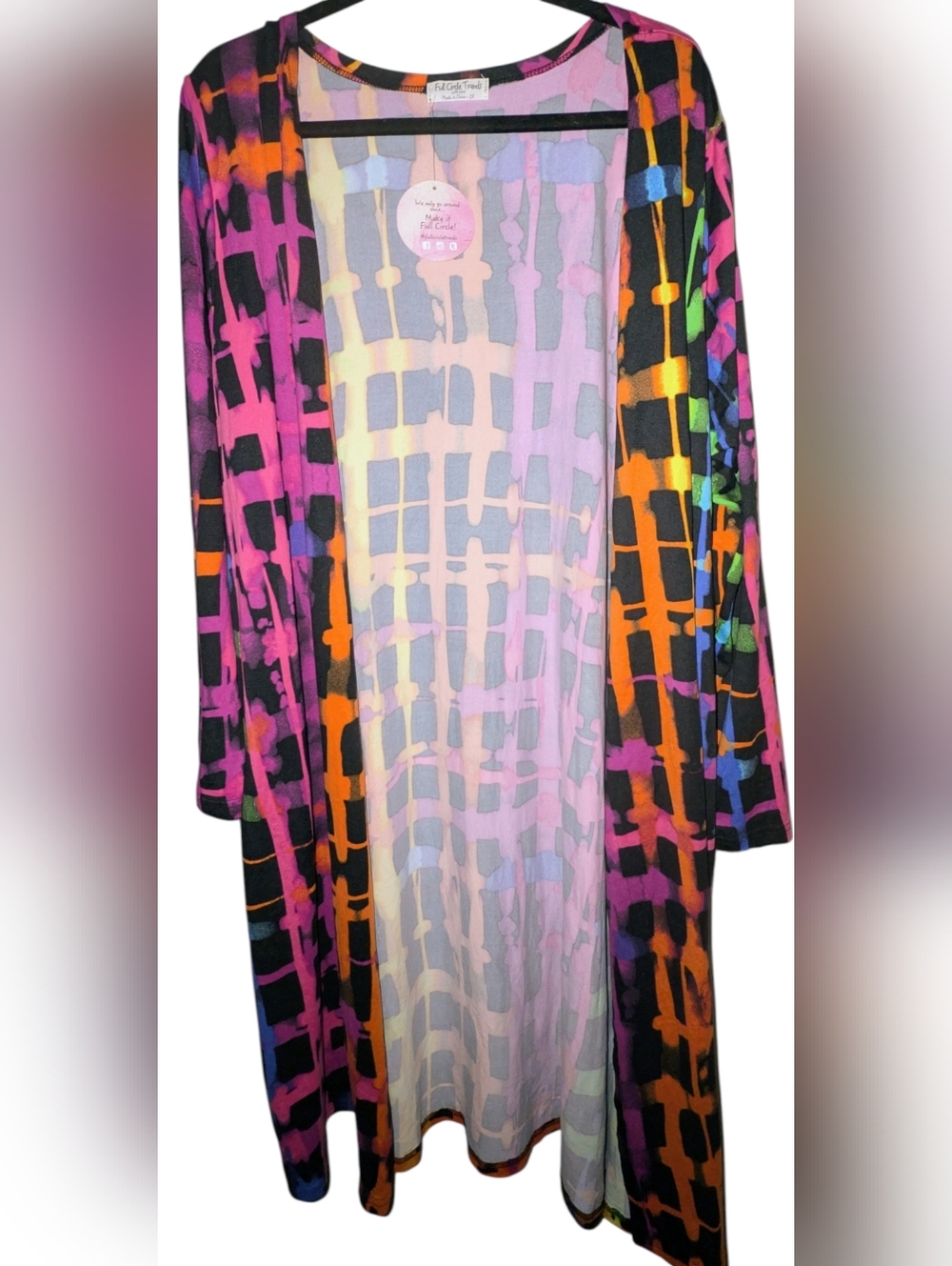 Full Circle Trends Neon Tie Dye Duster Cardigan 2X NWT